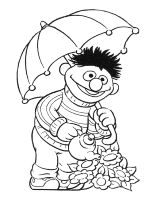 A coloring page of sesame street